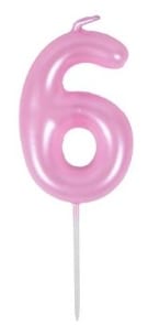 CANDELINA ROSA 6CM NUMERO 6 GOAT