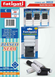 FILATO X CUCITO 6PZ.BIANCO/NERO