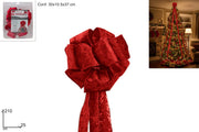NATALE FIOCCO PUNTALE 25 CM VELLUTO ROSSO 2ESSE