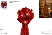 NATALE FIOCCO PUNTALE 25 CM CON LUCI VELLUTO ROSSO 2ESSE