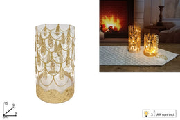 NATALE VASO VETRO 15CM ORO C/LUCE 57938 2ESSE
