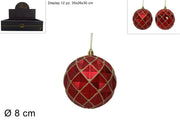 NATALE PALLA 8CM ROMBI ROSSA 8883 2ESSE