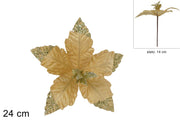 NATALE STELO FIORE 24CM VELLUTO ORO C/GLITER 86567 2ESSE