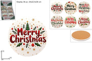 NATALE SOUVENIR TONDO BASE SUGHERO 11CM MERRY CHRISTMAS 65722 2ESSE