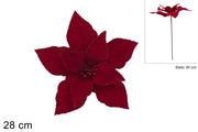 NATALE STELO FIORE VELLUTO ROSSO 28CM 18441 2ESSE