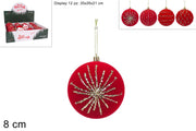 NATALE PALLA 8CM VELLUTO ROSSO 55020 2ESSE
