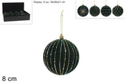 NATALE PALLA 8CM VELLUTO VERDE 55051 2ESSE