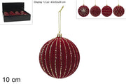 NATALE PALLA 10CM VELLUTO BORDEAUX 55082 2ESSE