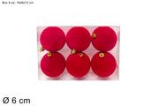 NATALE PALLE 6CM 8 PZ FLOCCATA ROSSA IN BOX PVC 01178 2ESSE
