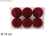 NATALE PALLE 6CM 10PZ FLOCCATA BORDEAUX IN BOX PVC 01512 2ESSE