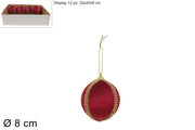 NATALE PALLA 8CM VELLUTO BORDEAUX STRASS 74588 2ESSE