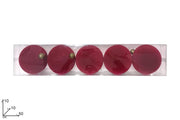 NATALE PALLE 10CM 5PZ FLOCCATA BORDEAUX IN BOX PVC 09242 2ESSE