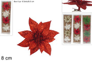 NATALE FIORI 4PZ 8CM C/PINZA 63650 2ESSE