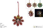 NATALE FIOCCO DI NEVE LEGNO APPENDINO CON LUCE 12CM 2ESSE