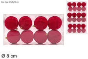 NATALE PALLE 8 CM 8 PZ FLOCCATA ROSSA 13644 2ESSE
