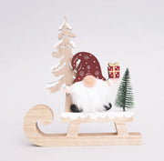 NATALE DECORAZIONE LEGNO 20X22 GNOMO SU SLITTA 15725 E.NATALE