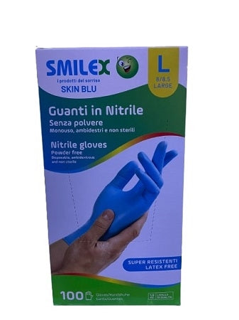 GUANTI NITRILE 100PZ L BLU MIS.8-8.5