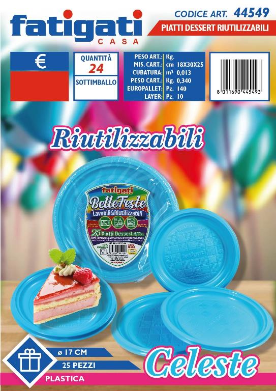 PIATTI DESSERT RIUT.25PZ CELESTE