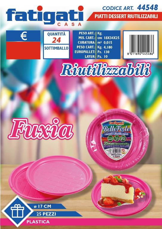 PIATTI DESSERT RIUT.25PZ FUXIA