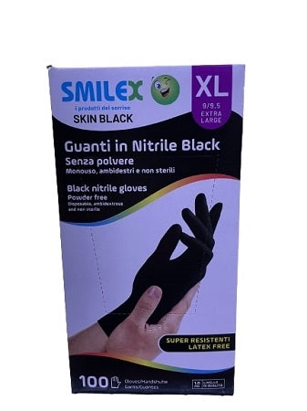 GUANTI NITRILE 100PZ XL NERO  MIS 9-9.50