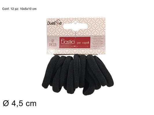 ELASTICI PER CAPELLI SET 12PZ NERO