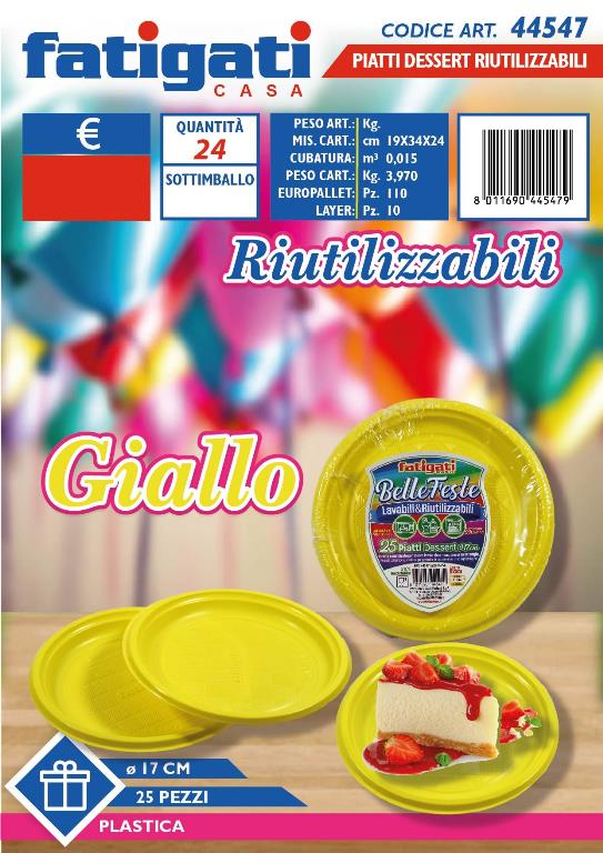 PIATTI DESSERT RIUT.25PZ GIALLO