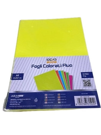 FOGLIO GIALLO FLUO A4 75GR 10PZ