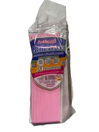 FORCHETTE 20PZ RIUTILIZZABILI ROSA