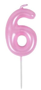 CANDELINA ROSA 6CM NUMERO 6 GOAT