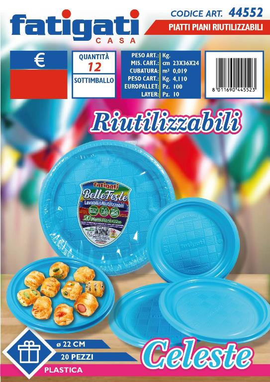 PIATTI PIANI RIUT.20PZ CELESTE